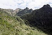 Inca Trail   trekkers climbing the Runkuraqay Pass